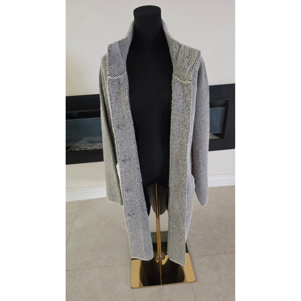 NVLT Herringbone Longline Cardigan Sweater Coat NWT RTL$180 minimalist Old Money
